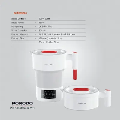 کتری برقی تاشو قابل حمل پرودو Porodo Portable Folding Electric Kettle - تصویر 2