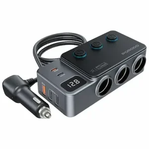 شارژر فندکی خودرو 120 وات پرودو Porodo 120W Car Charger Hub Triple-Port Lighter Socket