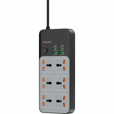 چندراهی برق پرودو مدل Porodo 3000W | 6AC Universal Power Strip with 6 USB Ports