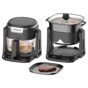 سرخ‌کن بدون روغن و دستگاه پخت چندمنظوره پرودو مدل Porodo Lifestyle Quick Flip 3-In-1