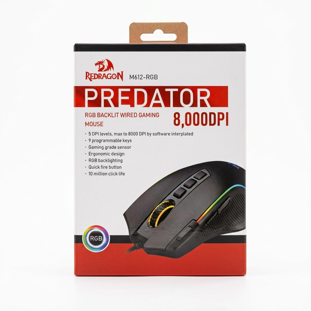 ماوس گیمینگ REDRAGON M612-RGB _ ۸۰۰۰ DPI، ۹ کلید قابل برنامه ریزی، RGB