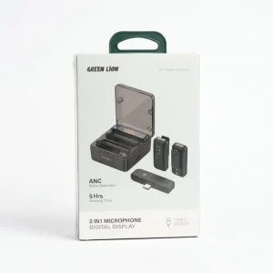 میکروفون بی سیم GREEN LION ۲ کاره، نمایشگر دیجیتال، ANC، Type-C