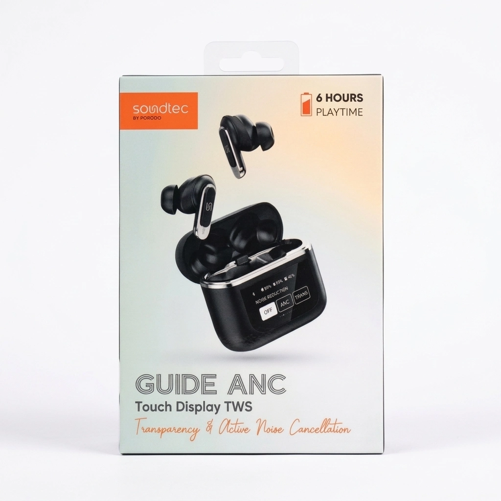 هدفون بی سیم SOUNDTEC GUIDE AN _ TWS، نمایشگر لمسی، ANC و شفافیت